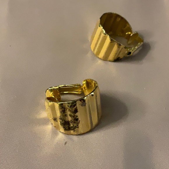 Gold tone hoop clip on earrings - Picture 3 of 5